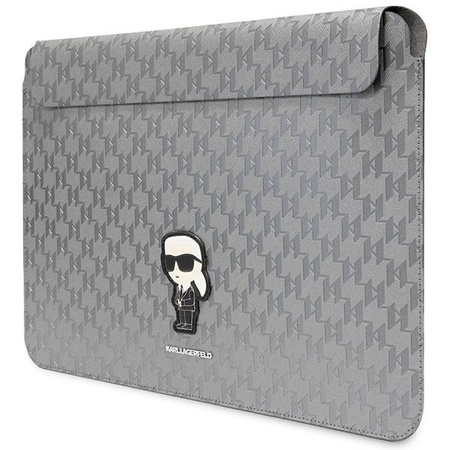 Karl Lagerfeld NFT Saffiano Monogram Ikonik Karl Sleeve – 14-Zoll-Notebookhülle (Silber)