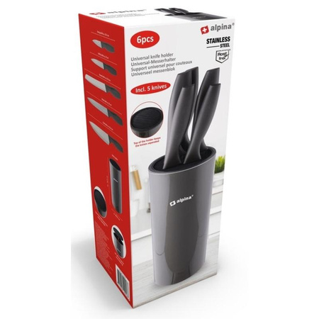 Alpina - Knife set with stand (Black)