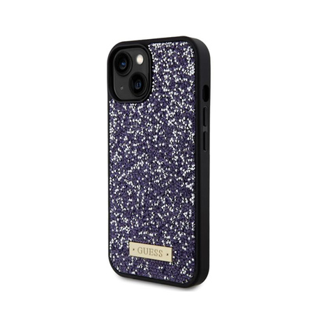 Guess Rhinestone Metal Logo - Case for iPhone 15 (Pink)