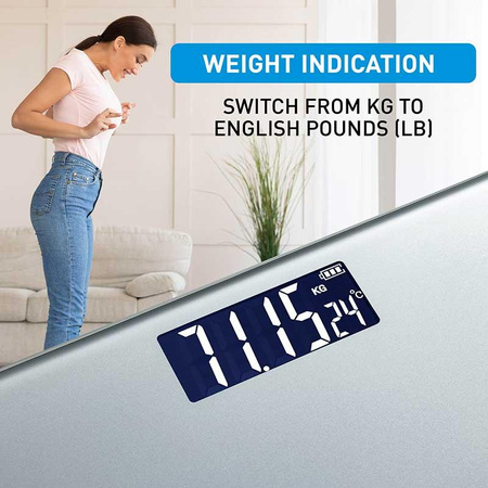 Grundig - Elektronikus fürdőszoba mérleg, üveg, 180 kg-ig (ezüst)