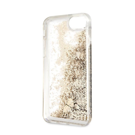 Guess Liquid Glitter Hearts - Coque iPhone SE 2020 / 8 / 7 (or/rouge)
