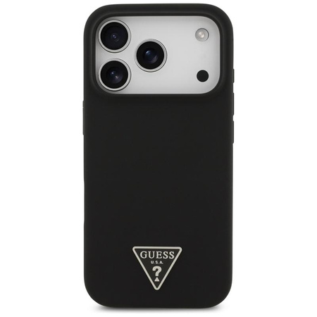 ETUI DO IPHONE 17 PRO do MAGSAFE GUESS CZARNE SILIKONOWE Z MIKROFIBRĄ CASE