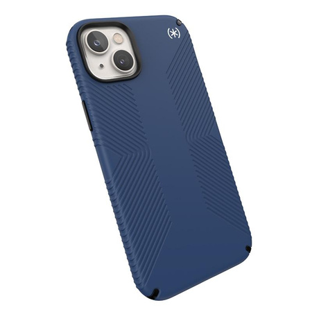 Speck Presidio2 Grip - Protiskluzový kryt pro iPhone 15 Plus / 14 Plus (Přímořská modrá / Černá / Bílá)