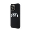 DKNY Liquid Silicone fehér nyomtatott logóval ellátott MagSafe - iPhone 14 Pro Max tok (fekete)