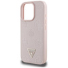 Guess Gekörnte Heißprägung Pfingstrose Dreieck Logo MagSafe - Hülle für iPhone 16 Pro Max (rosa)