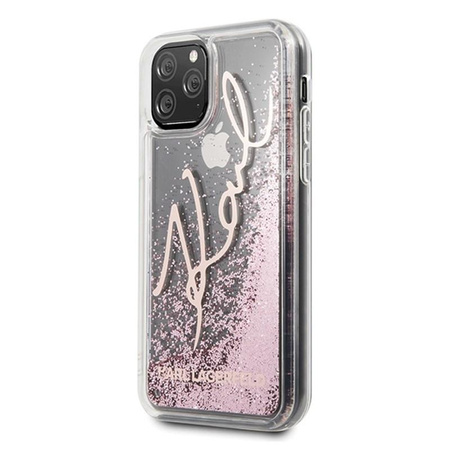 Karl Lagerfeld Signature Glitter Case - iPhone 11 Pro tok (rózsaarany)
