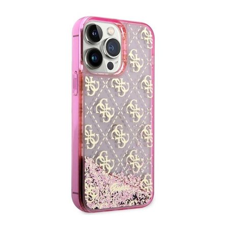 Guess Liquid Glitter Transculent 4G - Schutzhülle für iPhone 14 Pro (Pink)