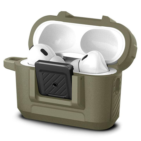 Spigen Lock Fit - Pancéřované pouzdro pro Apple AirPods Pro 1 / 2 (Vintage Khaki)