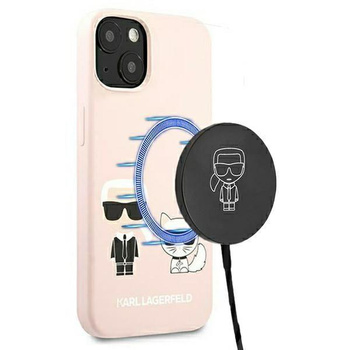 Karl Lagerfeld Slilicone Karl & Choupette Magsafe - Coque iPhone 13 (rose)