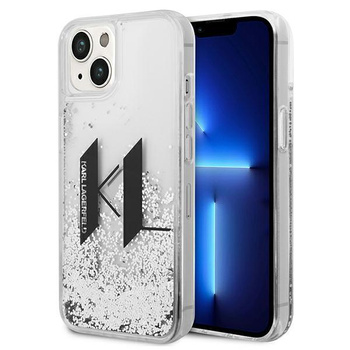 Karl Lagerfeld Liquid Glitter Big Logo Case - iPhone 14 tok (ezüst)