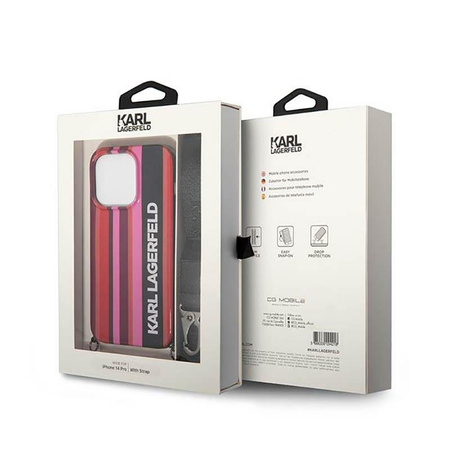 Karl Lagerfeld Color Stripes Riemen - iPhone 14 Pro Tasche (rosa)