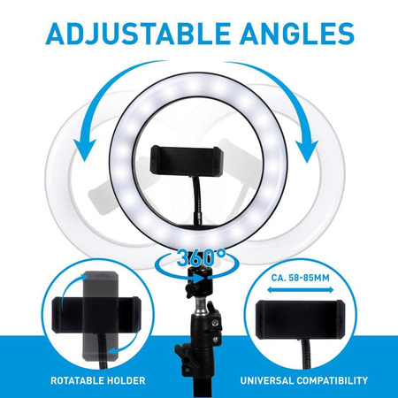 Grundig - Lampe annulaire LED avec trépied pour photos, selfie, maquillage