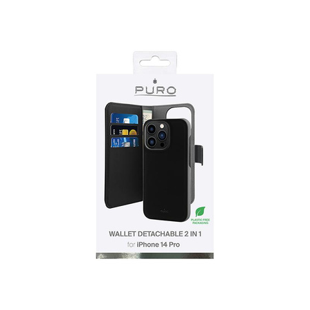 PURO levehető pénztárca - 2 az 1-ben iPhone 14 Pro tok (fekete)