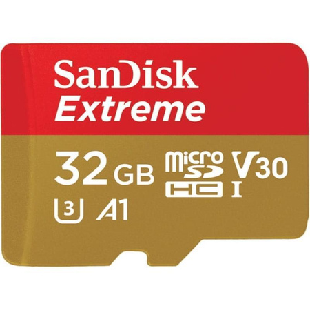SanDisk Extreme microSDHC - 32 GB A1 V30 UHS-I U3 100/60 MB/s memory card with adapter