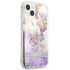 Guess Liquid Glitter Flower – Cover for iPhone 13 mini (Purple)