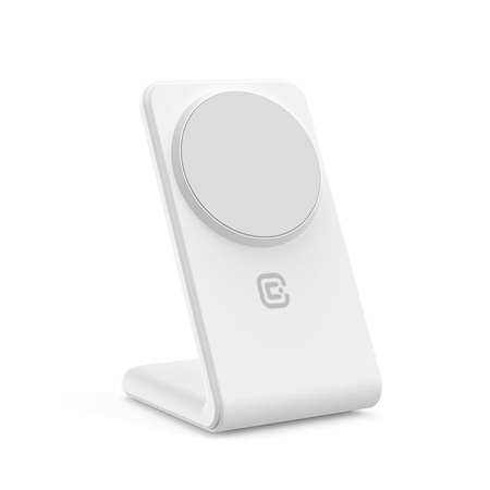 Crong MagSpot Stand – 2-in-1-Wireless-Ladegerät mit MagSafe für iPhone und AirPods (Weiß)
