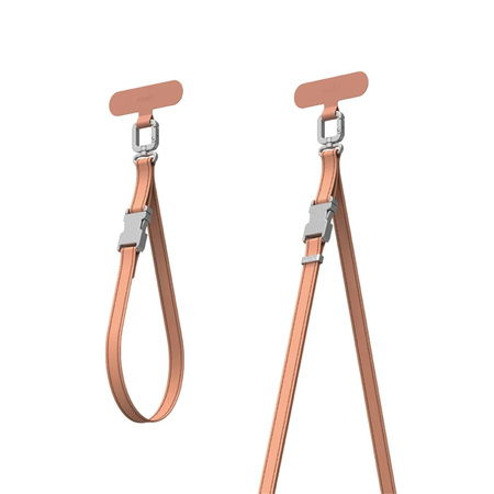 Moshi 2-in-1 Wrist & Body Strap with Adapter - Eco Leather Phone Lanyard (Misty Coral)