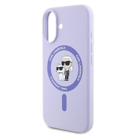 Karl Lagerfeld Silicone Karl & Choupette Ring MagSafe – Pouzdro iPhone 16 Plus (fialové)