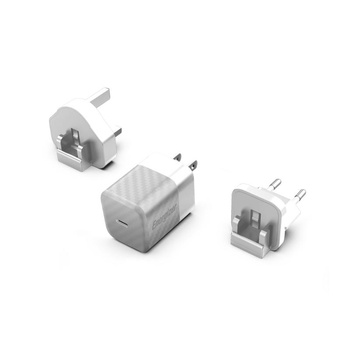 Energizer Ultimate - cestovní nabíječka Multiplug EU / UK / US GaN USB-C 20W PD (stříbrná)