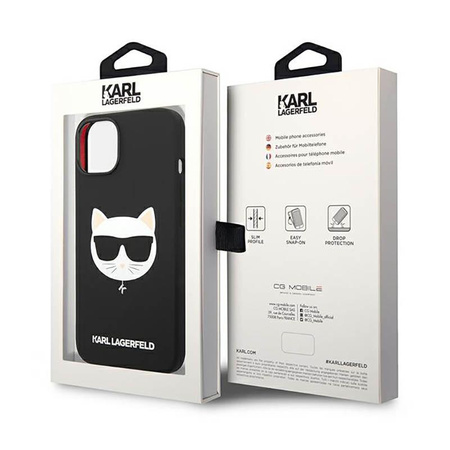 Karl Lagerfeld Choupette Head MagSafe Silikon - Hülle für iPhone 14 Plus (Schwarz)