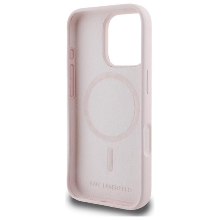 Karl Lagerfeld Silikon Double Heads Print MagSafe – Hülle für iPhone 16 Pro Max (rosa)