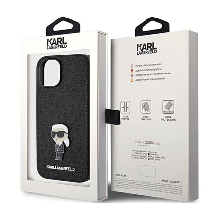 Karl Lagerfeld Fixed Glitter Ikonik Logo Metal Pin - iPhone 15 / 14 / 13 Tasche (schwarz)