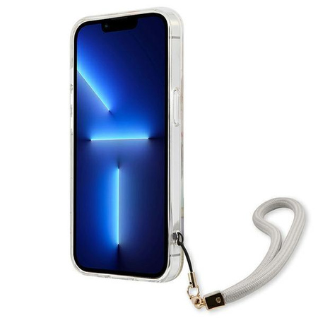 Guess Flower Cord - pouzdro se šňůrkou na iPhone 13 Pro Max (fialové)