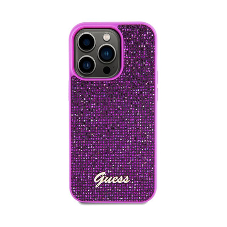 Guess Disco Metal Script - iPhone 14 Pro tok (fukszia)