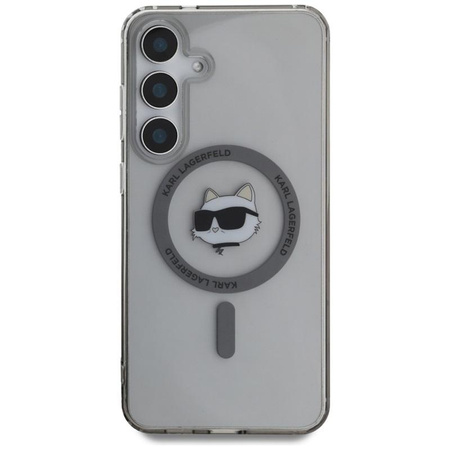 Karl Lagerfeld Button Choupette Head Printed Logo MagSafe - Hülle für Samsung Galaxy S25+ (Schwarz)