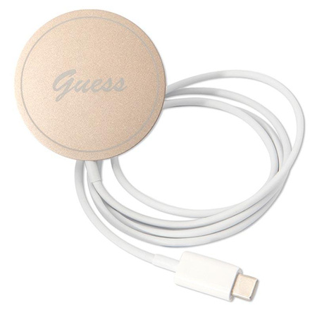 Guess Bundle Pack MagSafe IML Marble - sada pouzdra pro iPhone 14 Plus + nabíječka MagSafe (černá/zlatá)