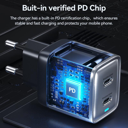 WEKOME WP-U02 Mecha Serie - Ladegerät 2x USB-C Superschnellladegerät GaN 40W (Silber)