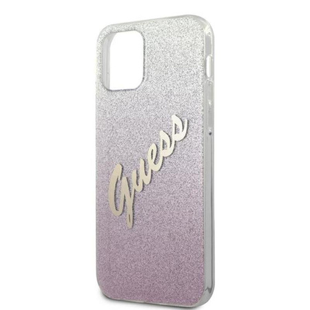 Guess Glitter Gradient Script - iPhone 12 / iPhone 12 Pro Tasche (rosa)