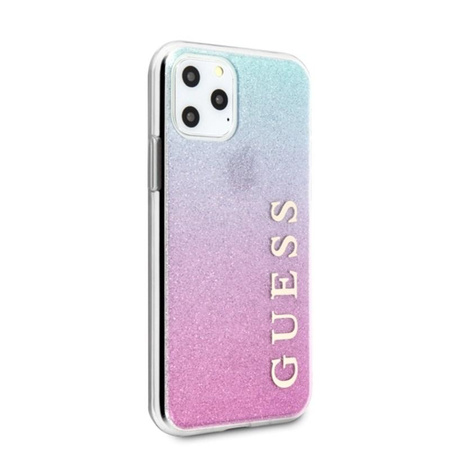 Guess Glitter Gradient - pouzdro pro iPhone 11 Pro Max (růžová/modrá)