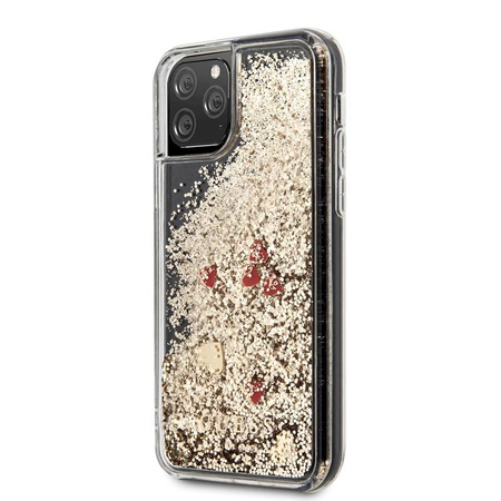 Guess Liquid Glitter Hearts - iPhone 11 Pro Case (Gold/Red)