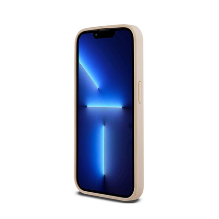 Kožené pouzdro DKNY Mono Stripe & Metal Logo - iPhone 15 Pro (růžové)
