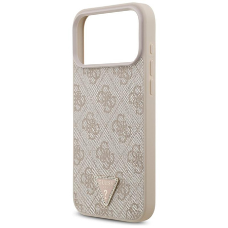 Guess Leather 4G Triangle Strass MagSafe - Pouzdro iPhone 17 Pro Max (růžové)