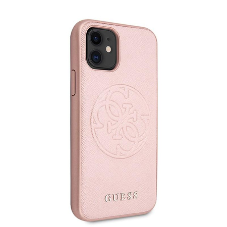 Guess Saffiano 4G Circle Logo - iPhone 11 tok (rózsaszín)