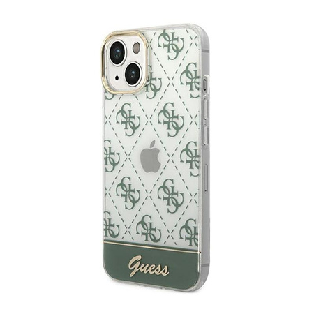 Guess 4G Stripe Script Logo Electroplated Pattern – Etui iPhone 14 Plus (khaki)