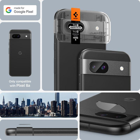 Spigen Optik.TR EZ Fit kamera objektívvédő 2-Pack - Objektívvédő üveg Google Pixel 8A (2 db) (fekete)