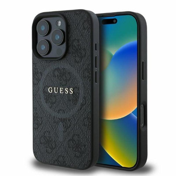 Guess 4G Ring Classic Logo MagSafe – Pouzdro pro iPhone 16 Pro (černé)