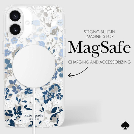 Kate Spade New York Protective Gems MagSafe - iPhone 16 Plus Case (Flowerbed Blue)