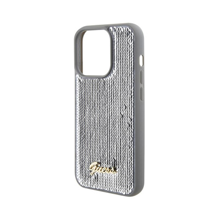 Guess Sequin Script Metal - Case for iPhone 15 Pro (Silver)