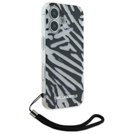 Karl Lagerfeld IML Zebra Pattern & Cord - Pouzdro iPhone 16 (černé)