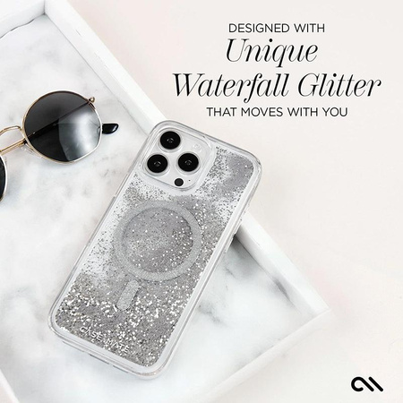 Case-Mate Waterfall MagSafe do iPhone 16 Plus – Olśniewające Etui z Brokatem