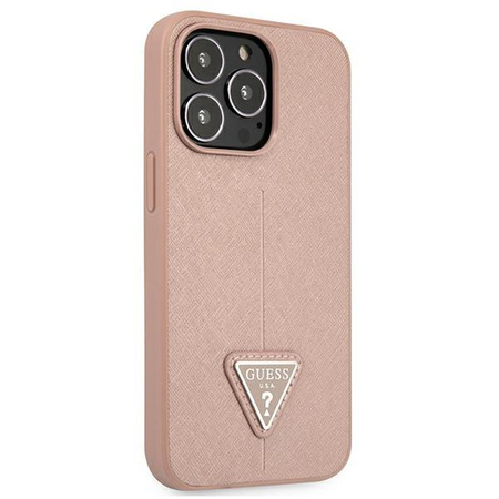 Guess Saffiano Triangle Logo Case - iPhone 13 Pro Case (pink)