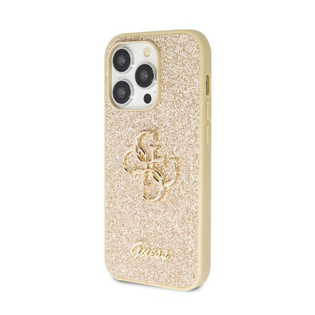 Guess Glitter Script Big 4G - Hülle für iPhone 14 Pro (Gold)
