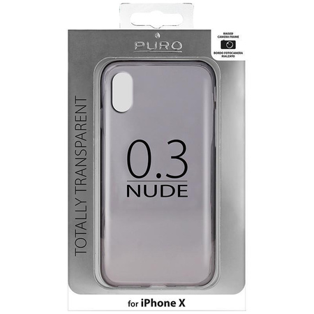PURO 0.3 Nude - Pouzdro pro iPhone Xs / X (černé průhledné)