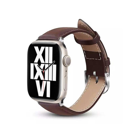 Crong Noble Band - Természetes bőrszíj Apple Watch 38/40/41/42 mm-es órához (Espresso)