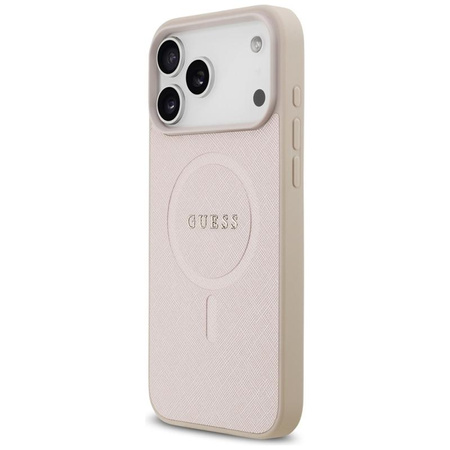 ETUI DO IPHONE 17 PRO MAX do MAGSAFE GUESS SAFFIANO ORYGINALNE RÓŻOWE CASE