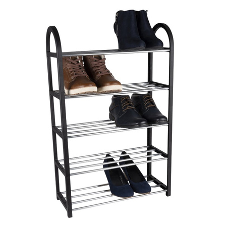Alpina - Shoe Rack / Shelf / Stand 5-Tier 50x20x77 cm (Silver / Black)